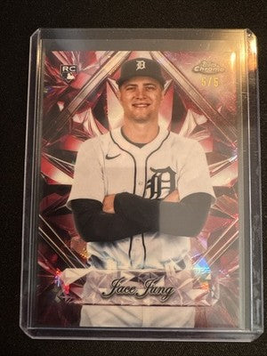 2025 Topps Chrome Sapphire Selections Jace Jung RC RED 5/5 Detriot Tigers