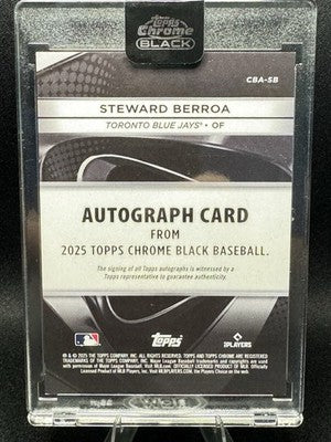 2025 Topps Chrome Black - Autographs Steward Berroa #CBA-SB Blue Refractor /150