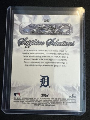 2025 Topps Chrome Sapphire Selections Jace Jung RC RED 5/5 Detriot Tigers