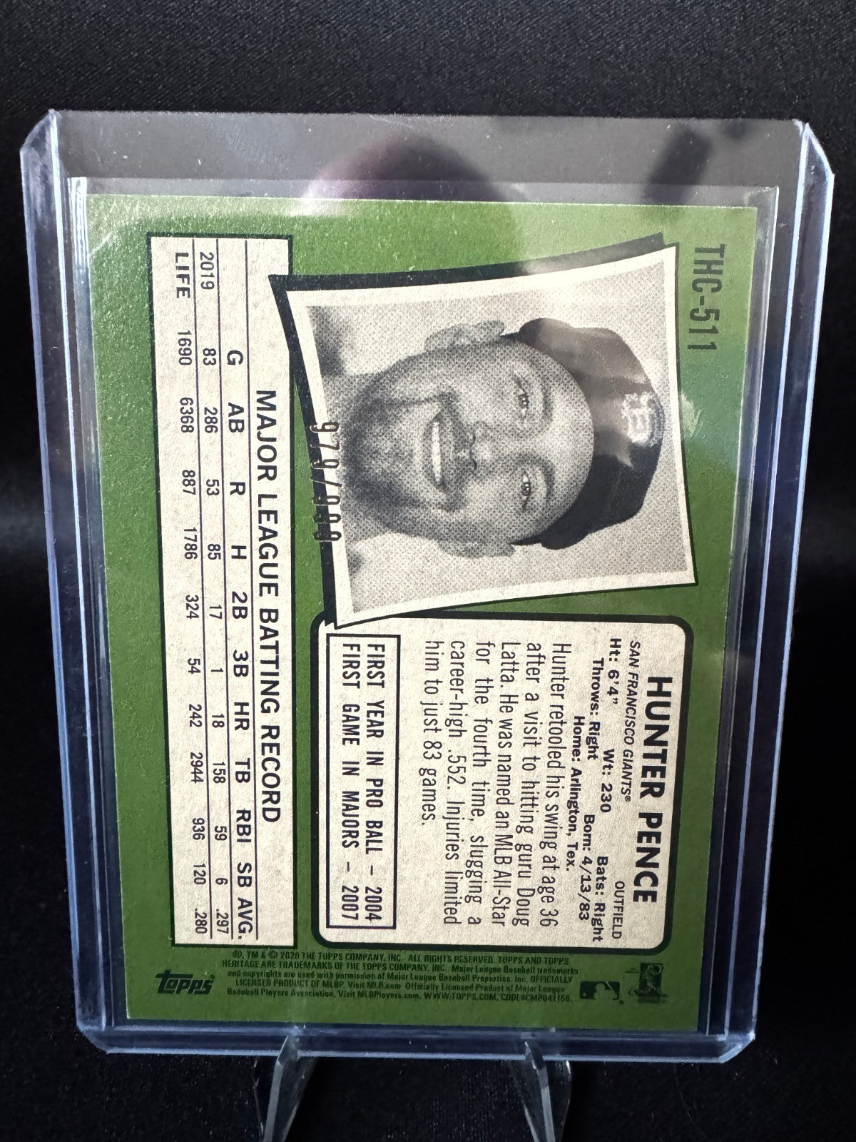 2020 Topps Heritage High Number - Hunter Pence #THC-511 Chrome /999