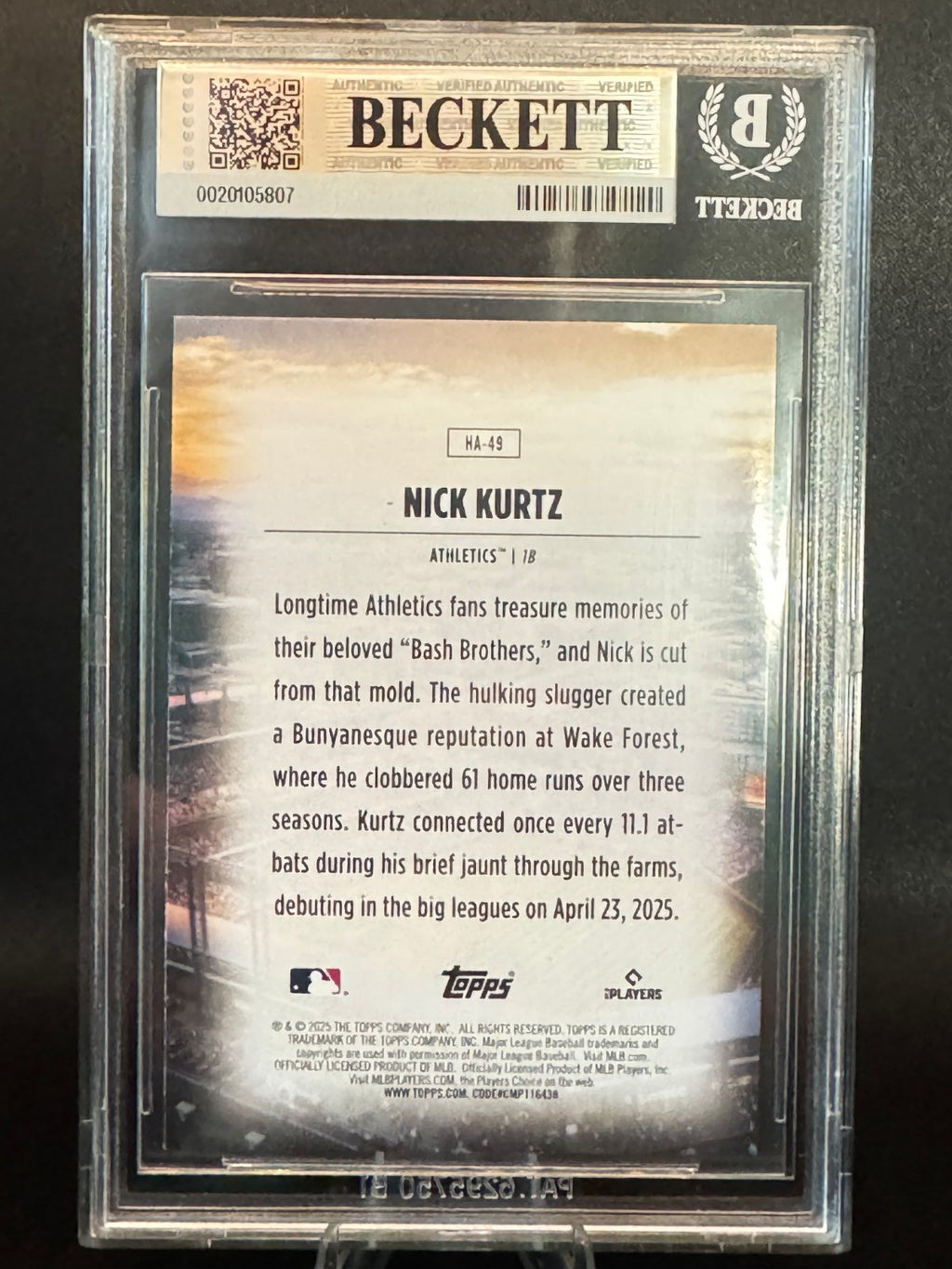 2025 Topps Update Series - Nick Kurtz Home Field Advantage BGS 9