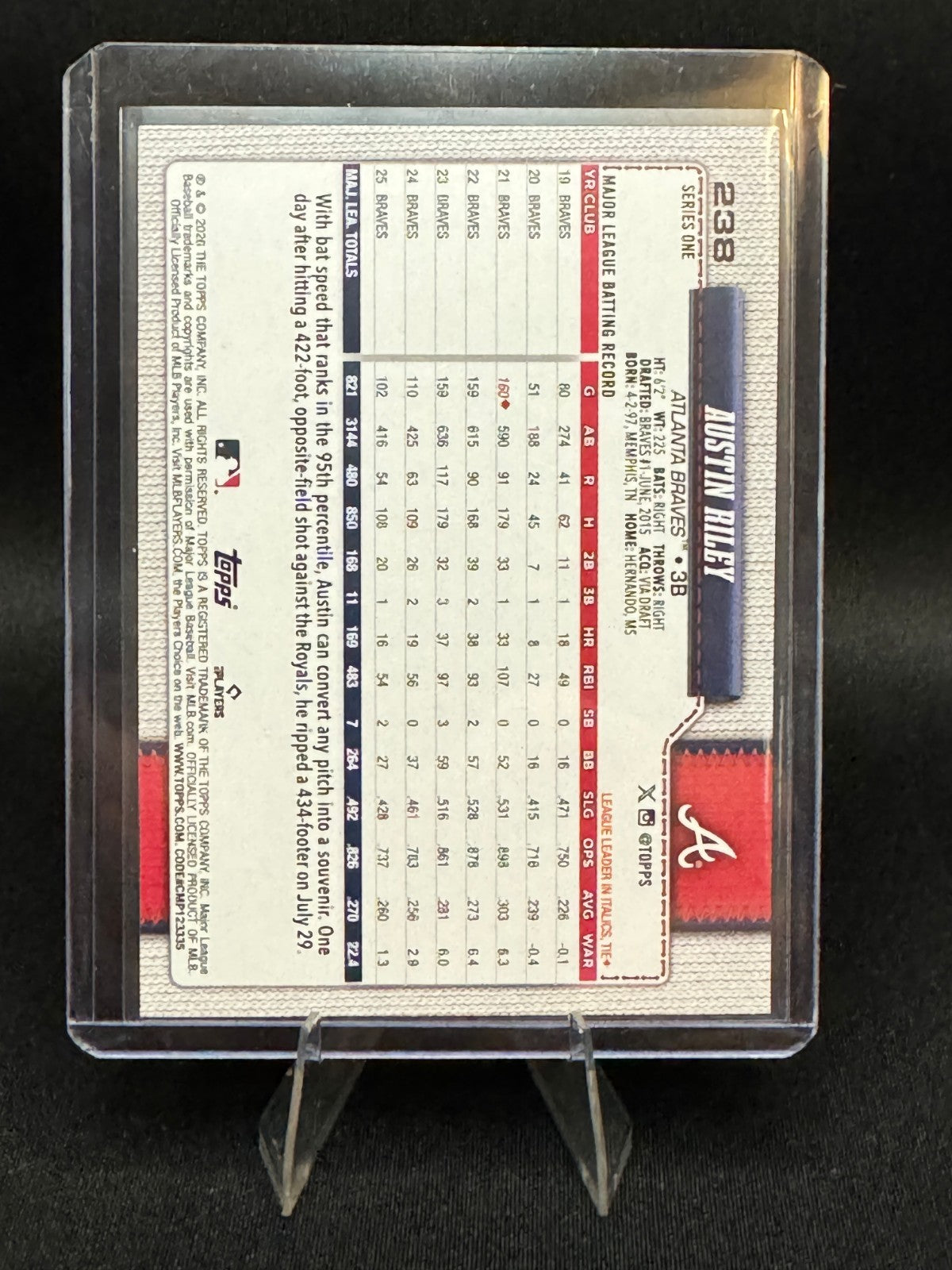 2026 Topps Series 1 - Austin Riley #238 Team Color Border Atlanta Braves