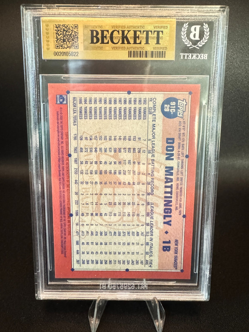 2026 Topps '91 Silver Pack Chrome Autographs Gold Ref. #91C29 Don Mattingly /50