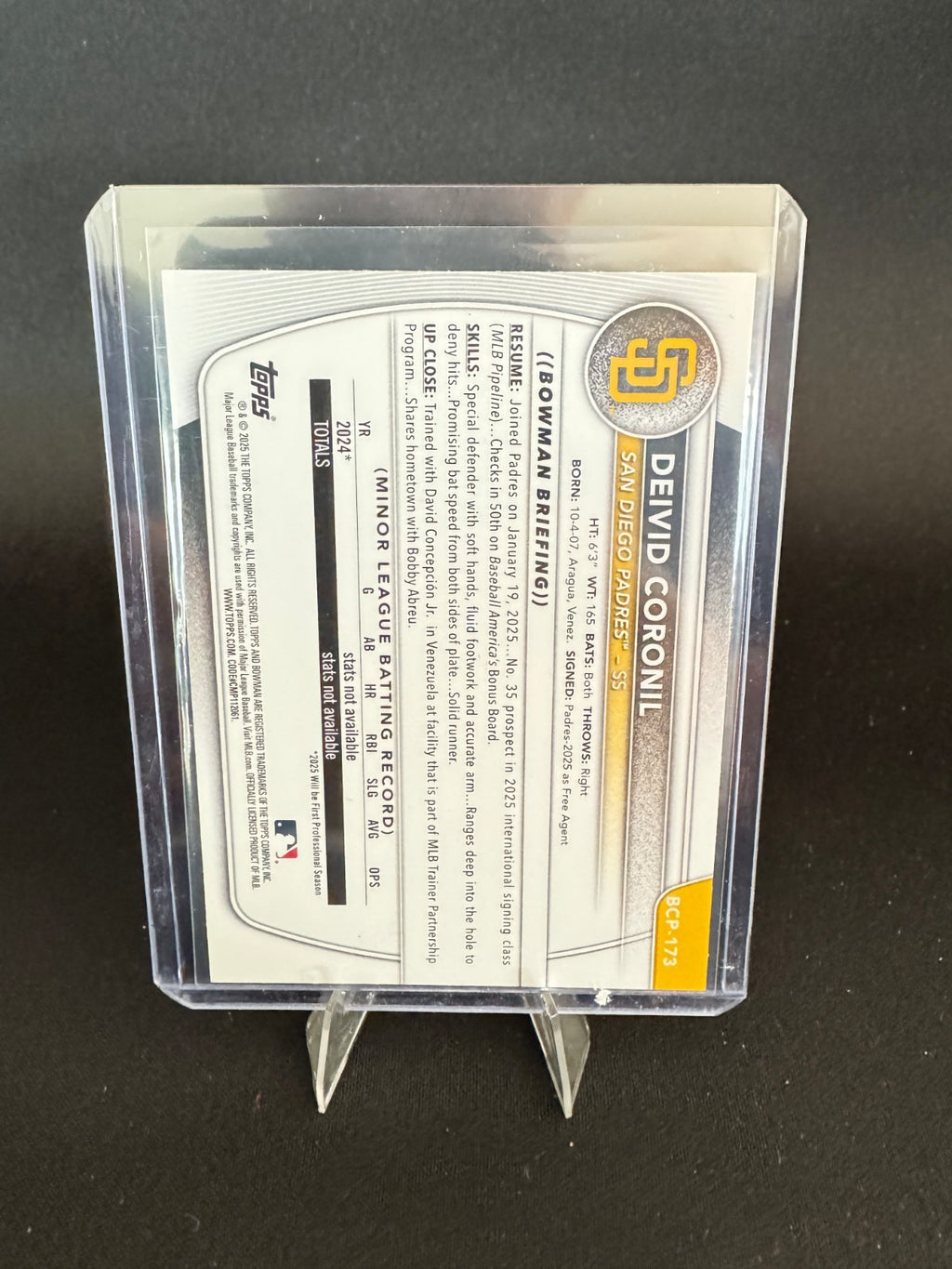Bowman Chrome Deivid Coronil Padres Mini-Diamond Refractor #BCP-173