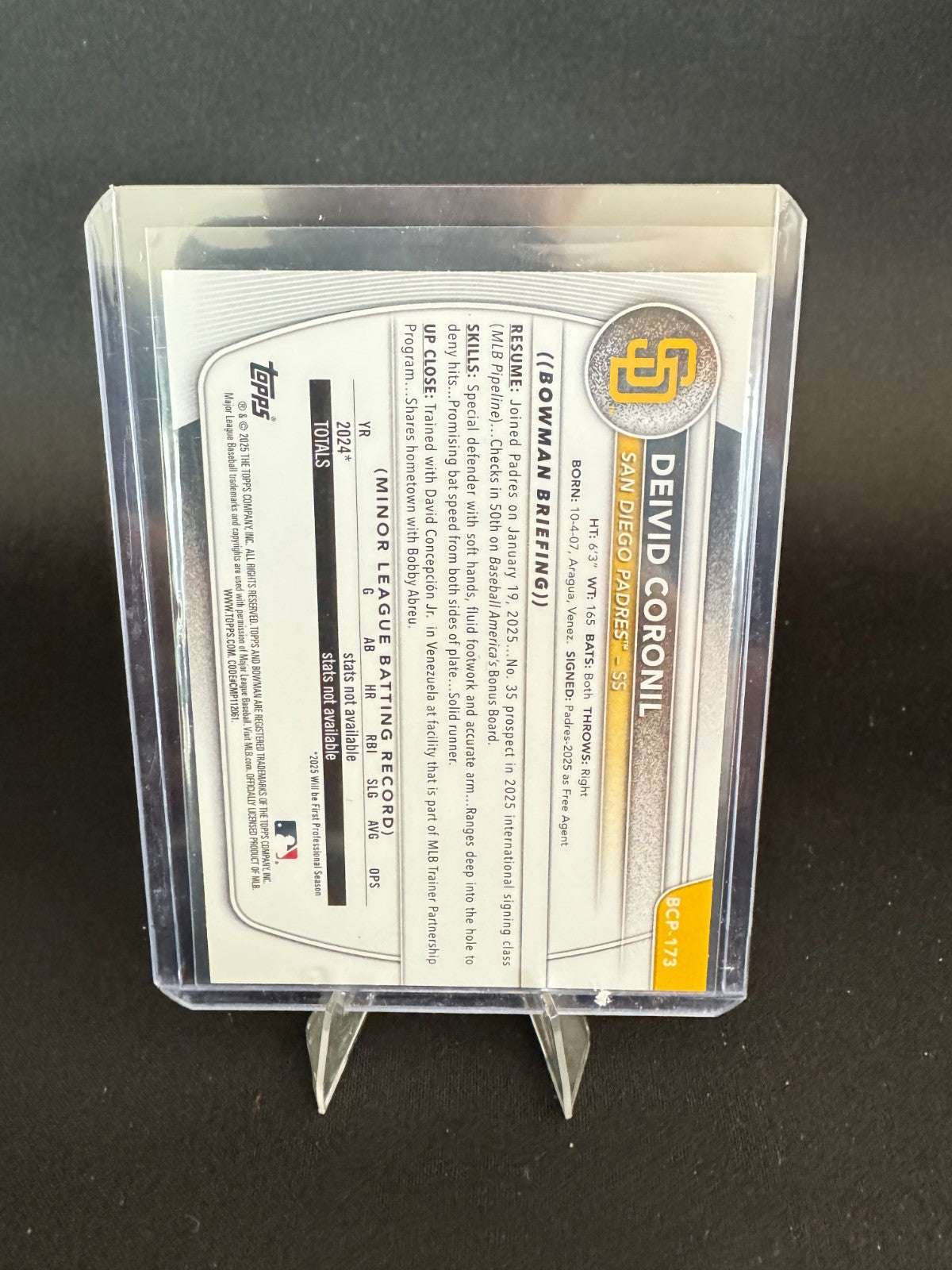 Bowman Chrome Deivid Coronil Padres Mini-Diamond Refractor #BCP-173