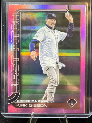 2025 Topps Update Kirk Gibson First Pitch Pink Foil Card #FPU-10 Tigers