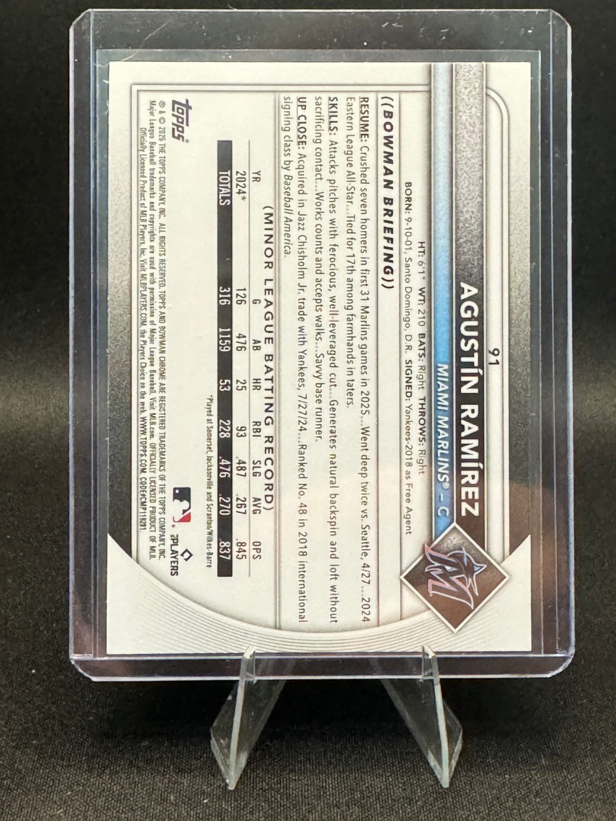 2025 Bowman Chrome AGUSTIN RAMIREZ Red Rookie Refractor Miami Marlins #91 (RC)