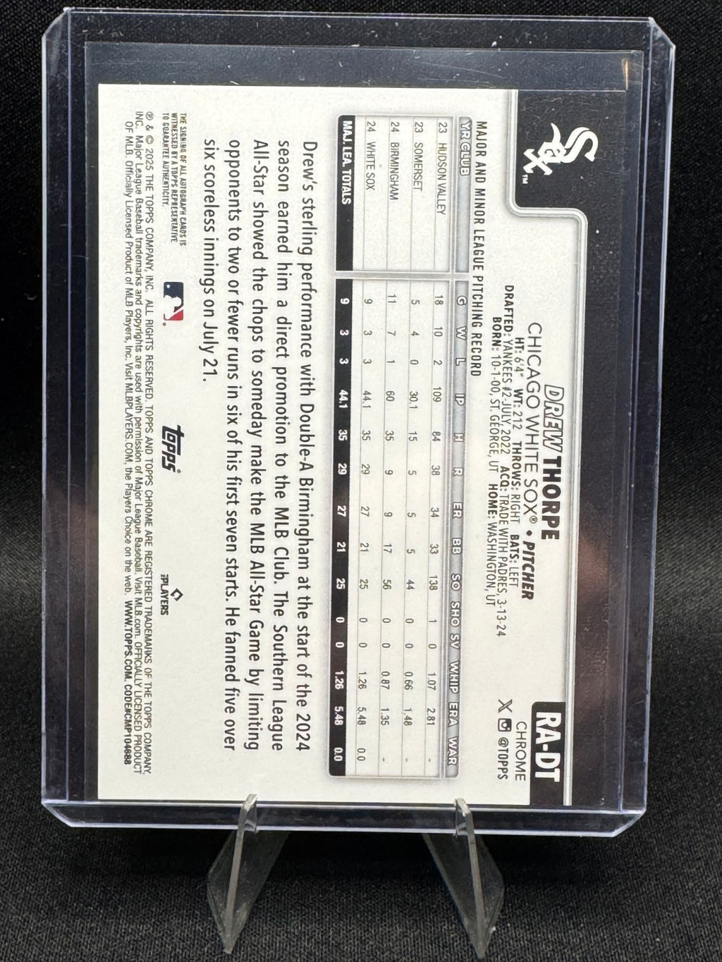 2025 Topps Chrome Sapphire Drew Thorpe Autograph /199 Rookie Card