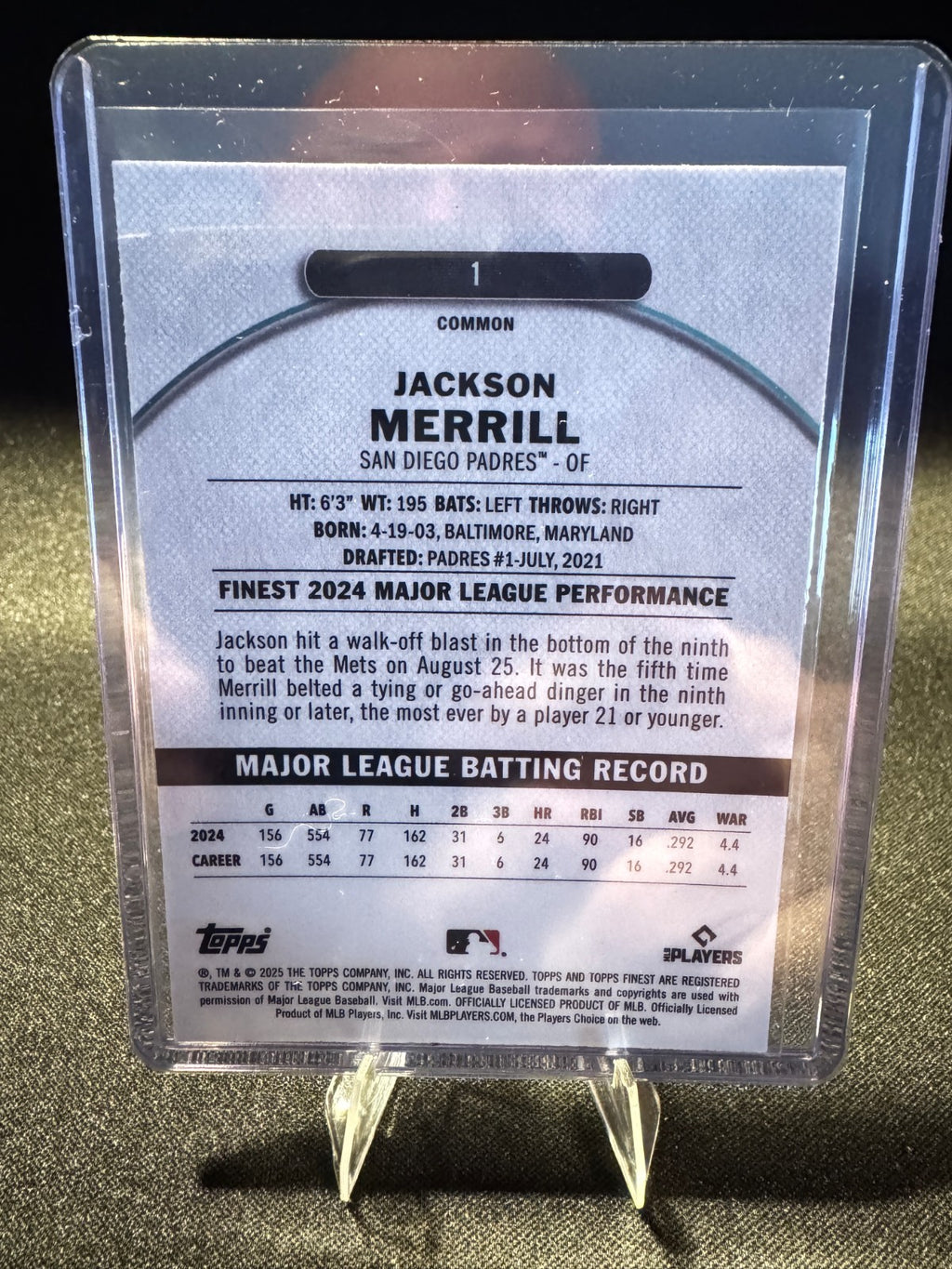 2025 Topps Finest - Common Jackson Merrill #1 Checkerboard Refractor