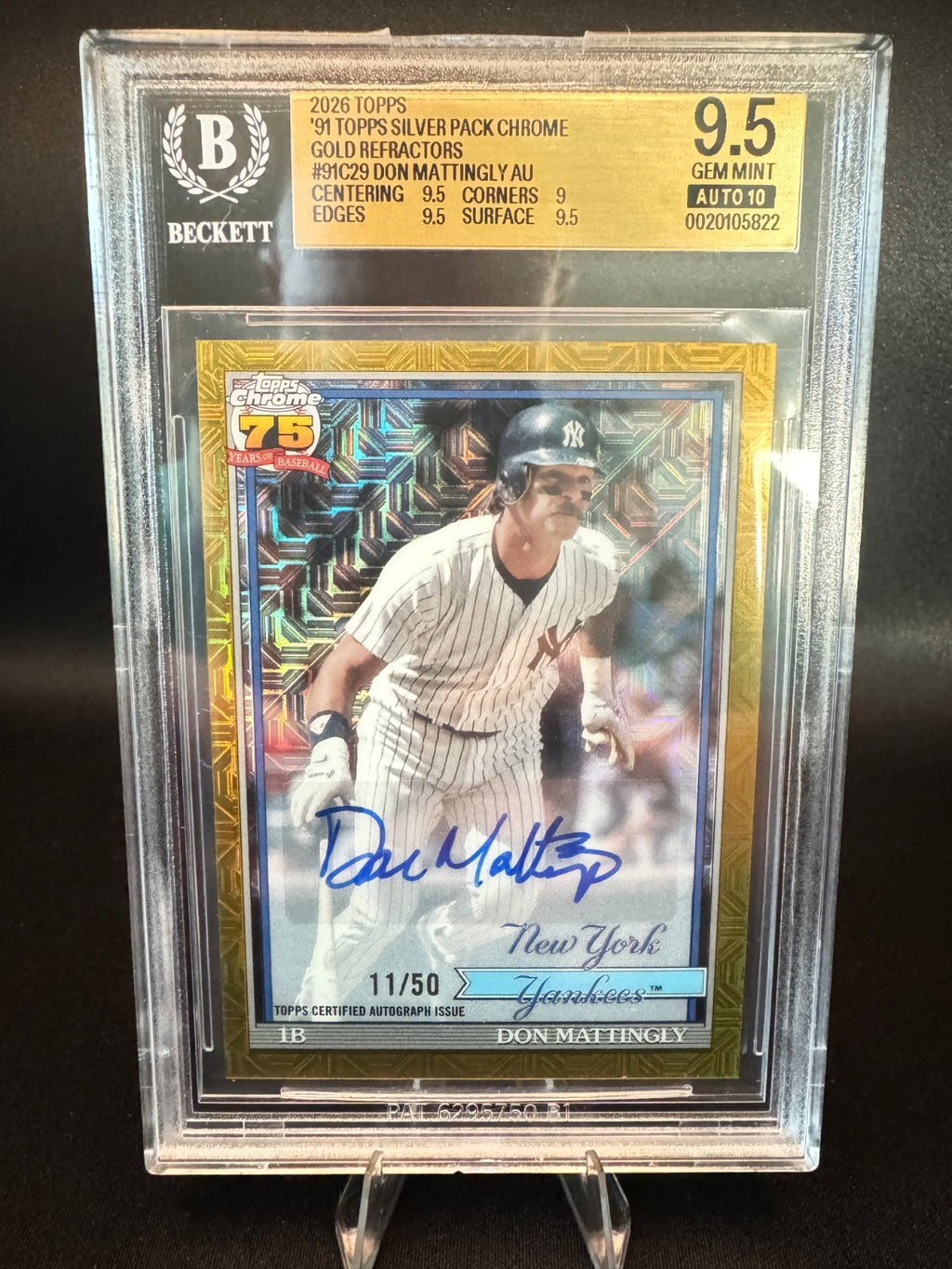 2026 Topps '91 Silver Pack Chrome Autographs Gold Ref. #91C29 Don Mattingly /50