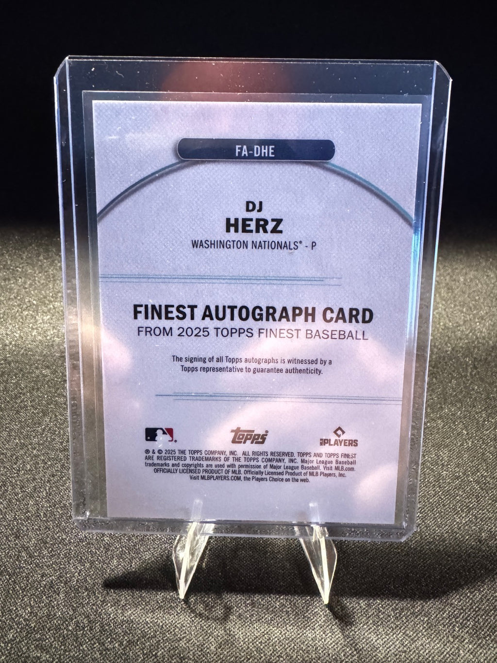 2025 Topps Finest #FA-DHE DJ Herz Rookie Auto Autograph