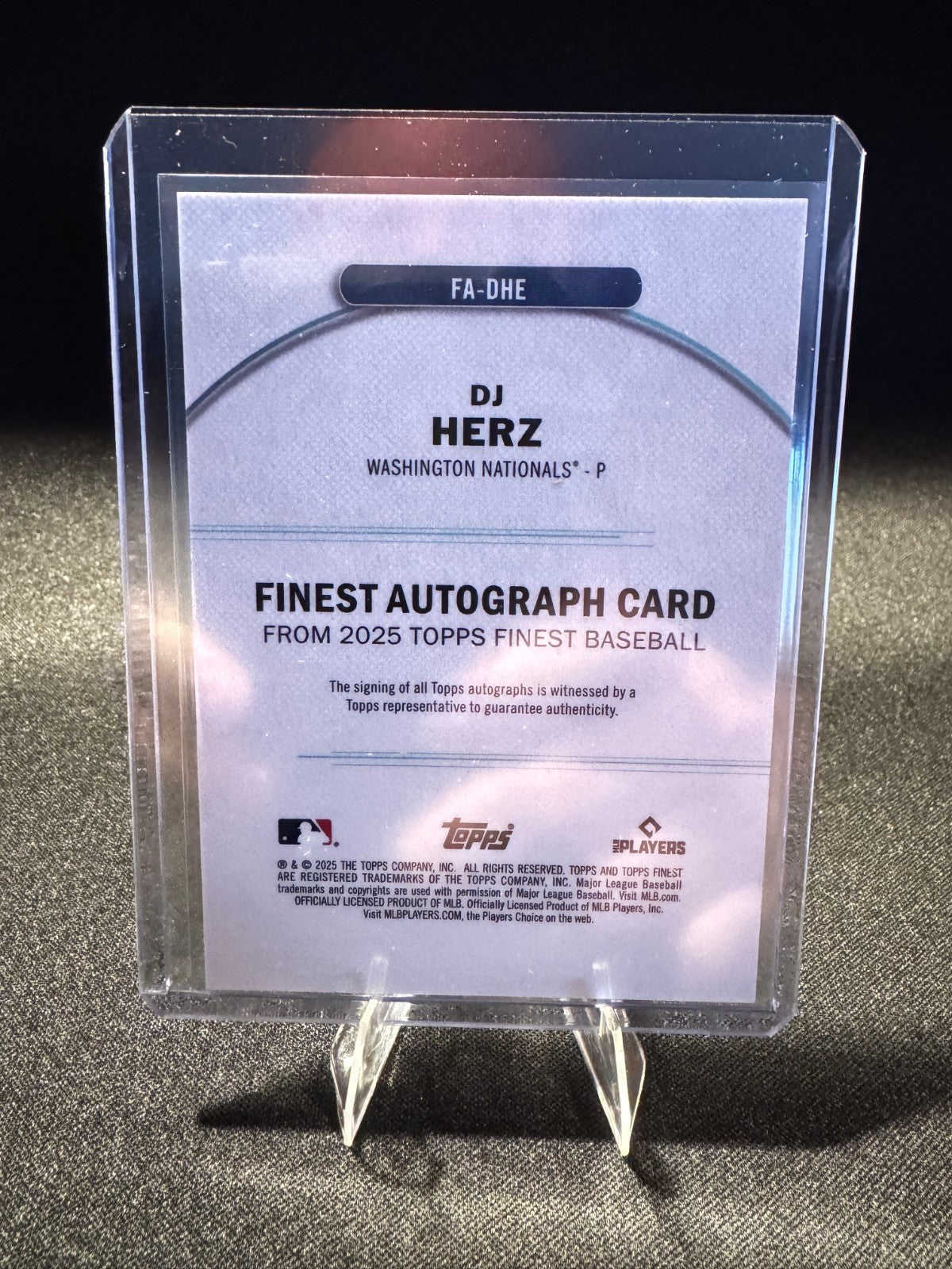 2025 Topps Finest #FA-DHE DJ Herz Rookie Auto Autograph