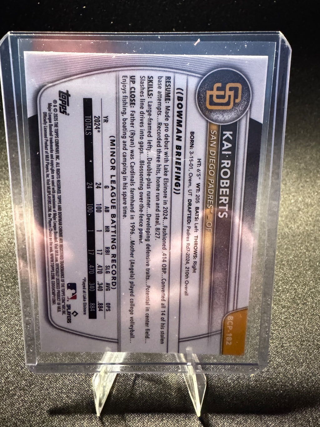 2025 Bowman Chrome Baseball Kai Roberts 1st Aqua Refractor 118/125 #BCP-182