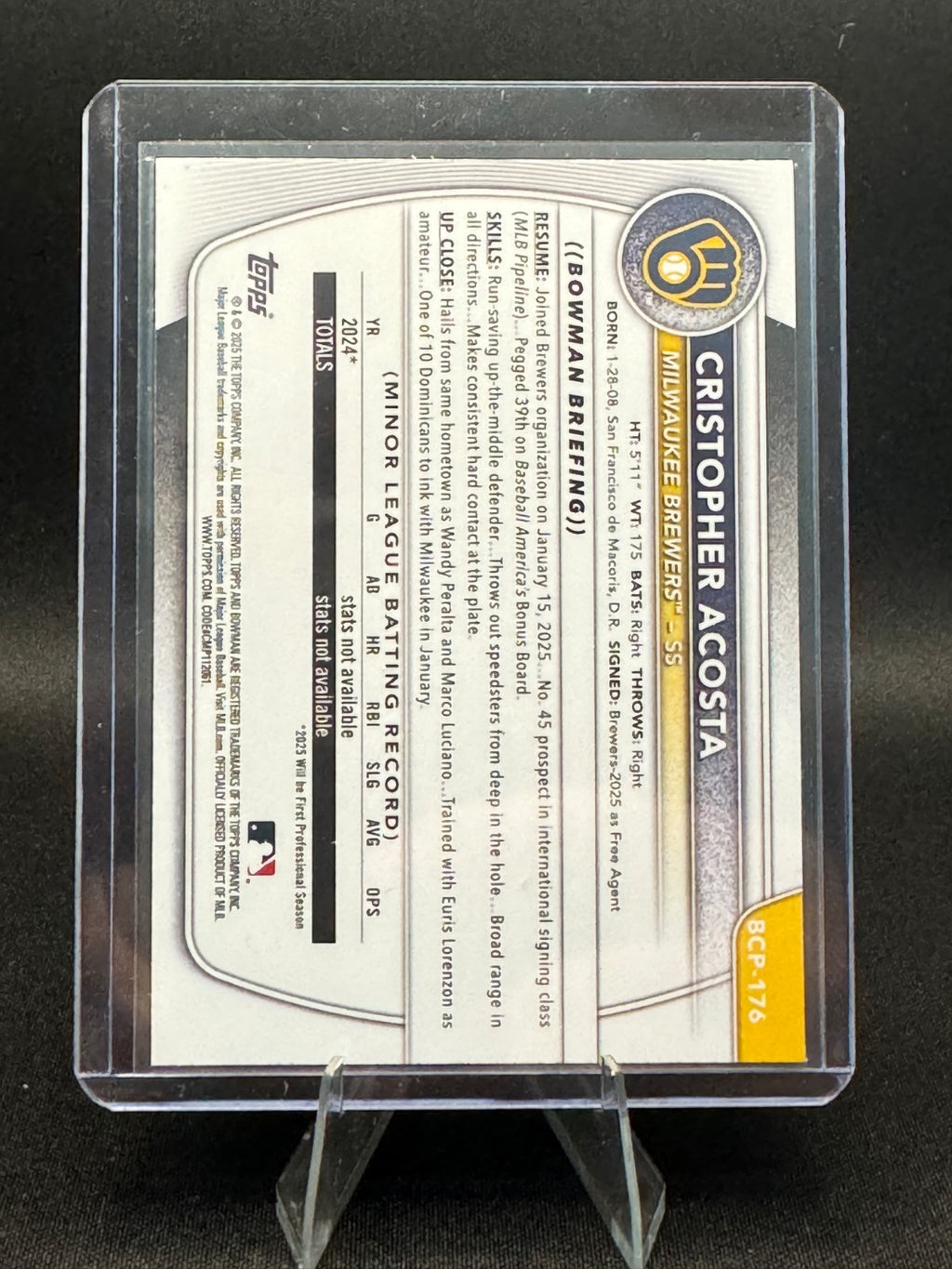 2025 Bowman Chrome #BCP-176 Cristopher Acosta Prospects Laser