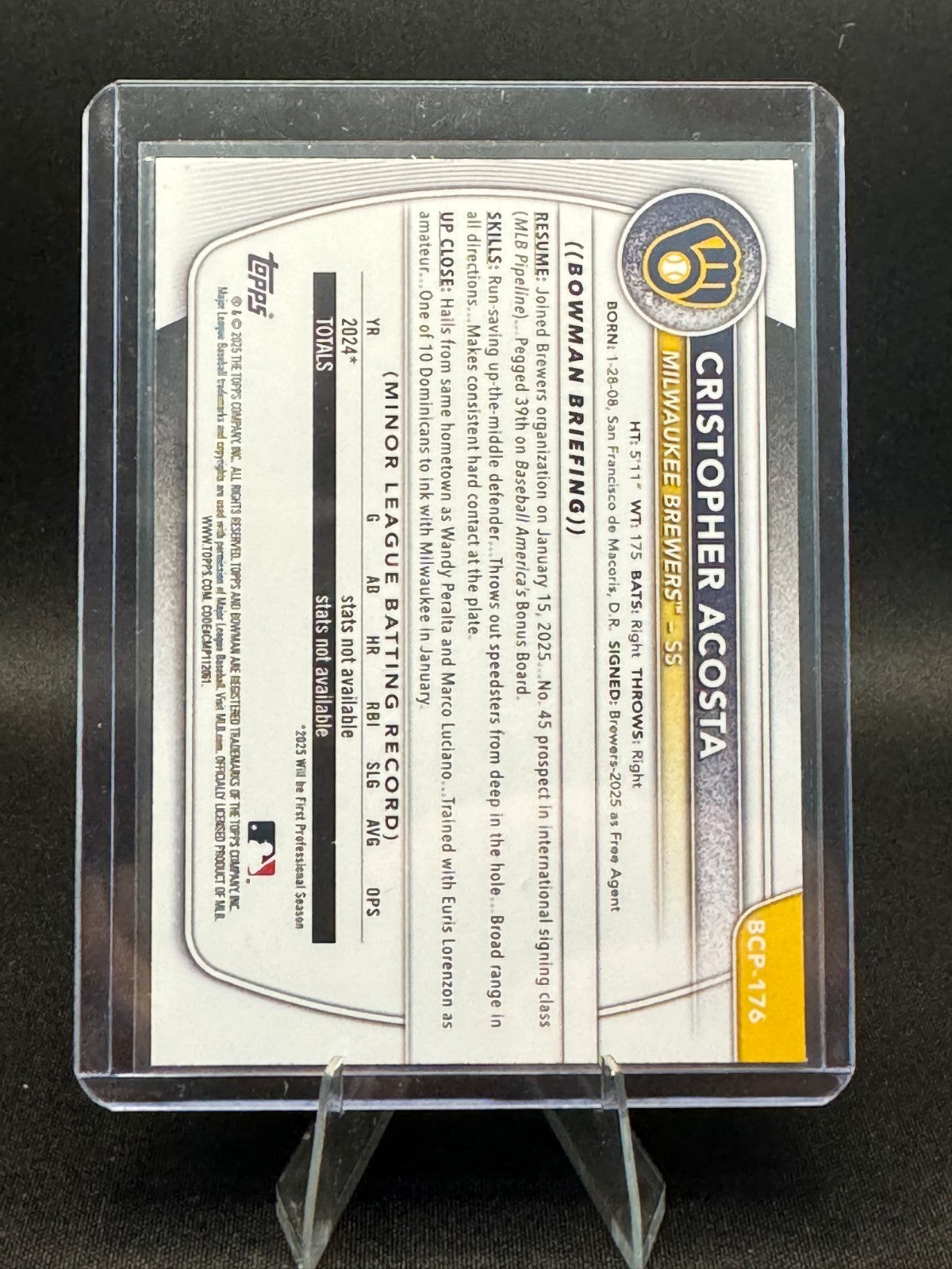 2025 Bowman Chrome #BCP-176 Cristopher Acosta Prospects Laser
