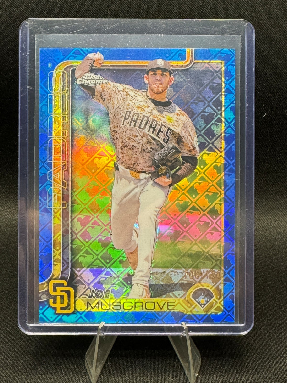 2025 Topps Chrome Logofractor #55 Joe Musgrove Blue Refractor /150 SD Padres