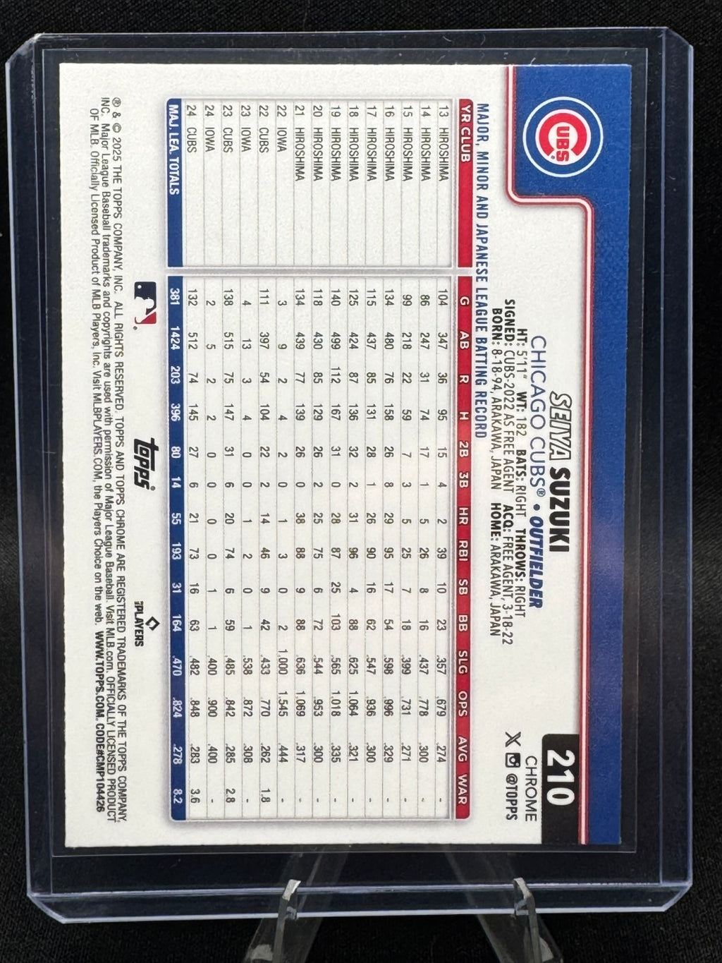 2025 Topps Chrome Logofractor Seiya Suzuki, Seiya Suzuki #210 Green /99 Cubs