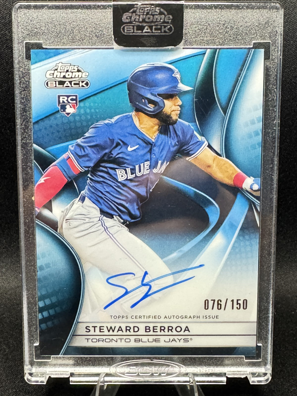2025 Topps Chrome Black - Autographs Steward Berroa #CBA-SB Blue Refractor /150