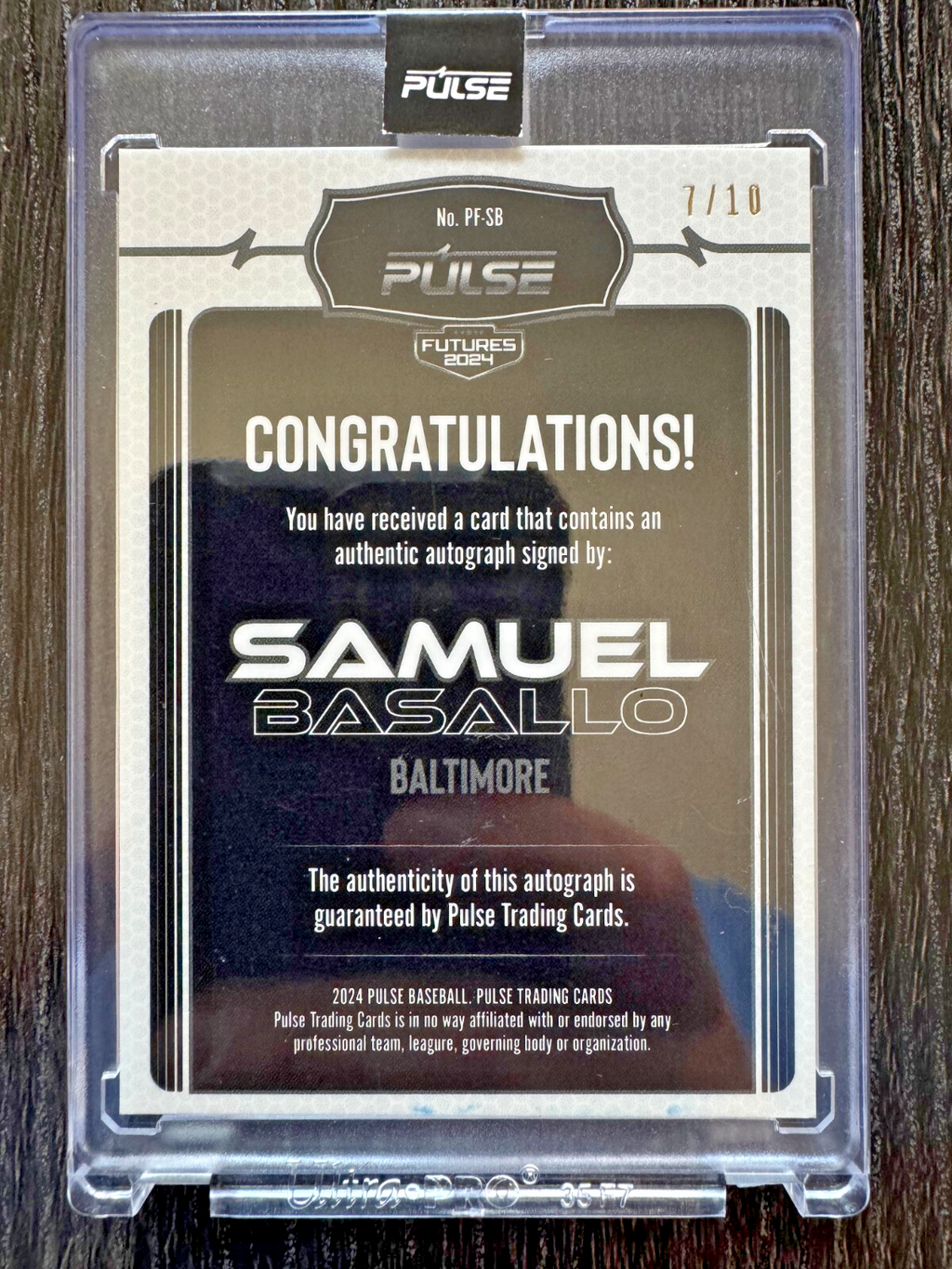 2024 Pulse Baseball Samuel Basallo Gold Auto 7/10 PF-SB