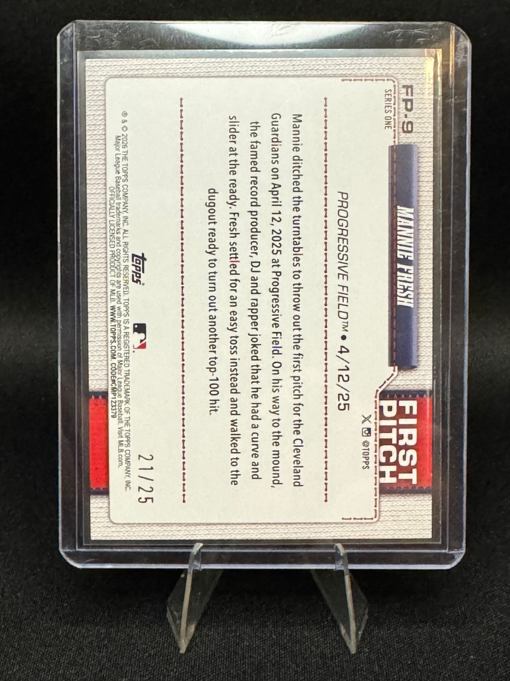 2026 Topps Baseball Series 1 ORANGE First Pitch Mannie Fresh 21/25 Guardians