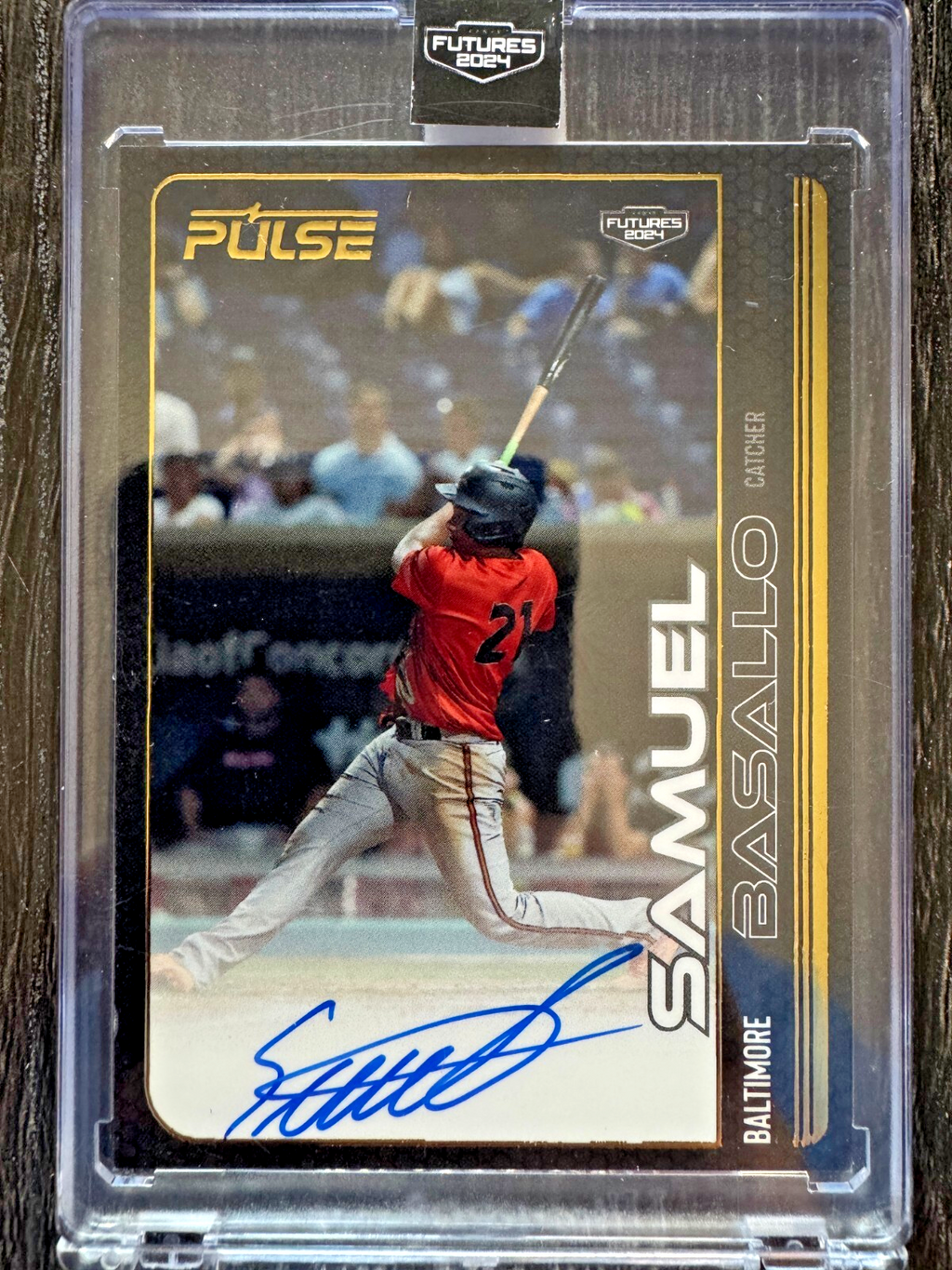 2024 Pulse Baseball Samuel Basallo Gold Auto 7/10 PF-SB
