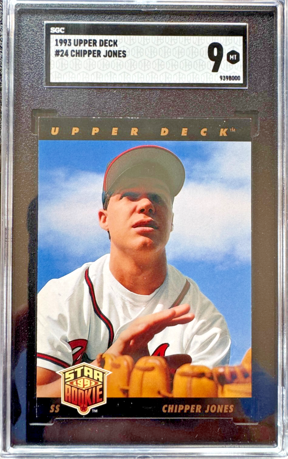 1993 Upper Deck Chipper Jones Star Rookie #24 SGC 9 Mint HOF Atlanta Braves