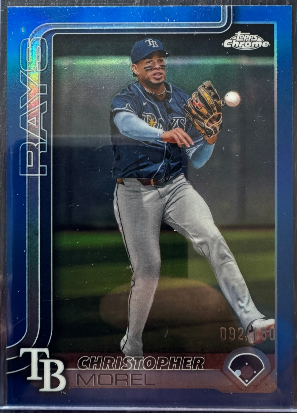 2025 Topps Chrome-Christopher Morel #64 Blue Refractor /150, Tampa Bay Rays