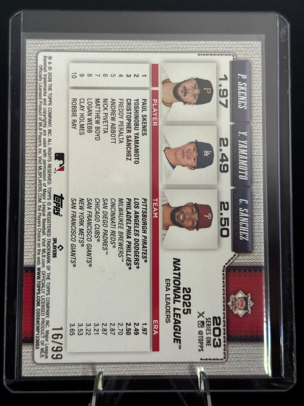 2026 Topps Series One ERA Leaders Green Spring Training /99 #203