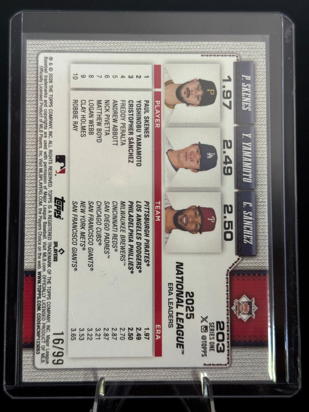 2026 Topps Series One ERA Leaders Green Spring Training /99 #203