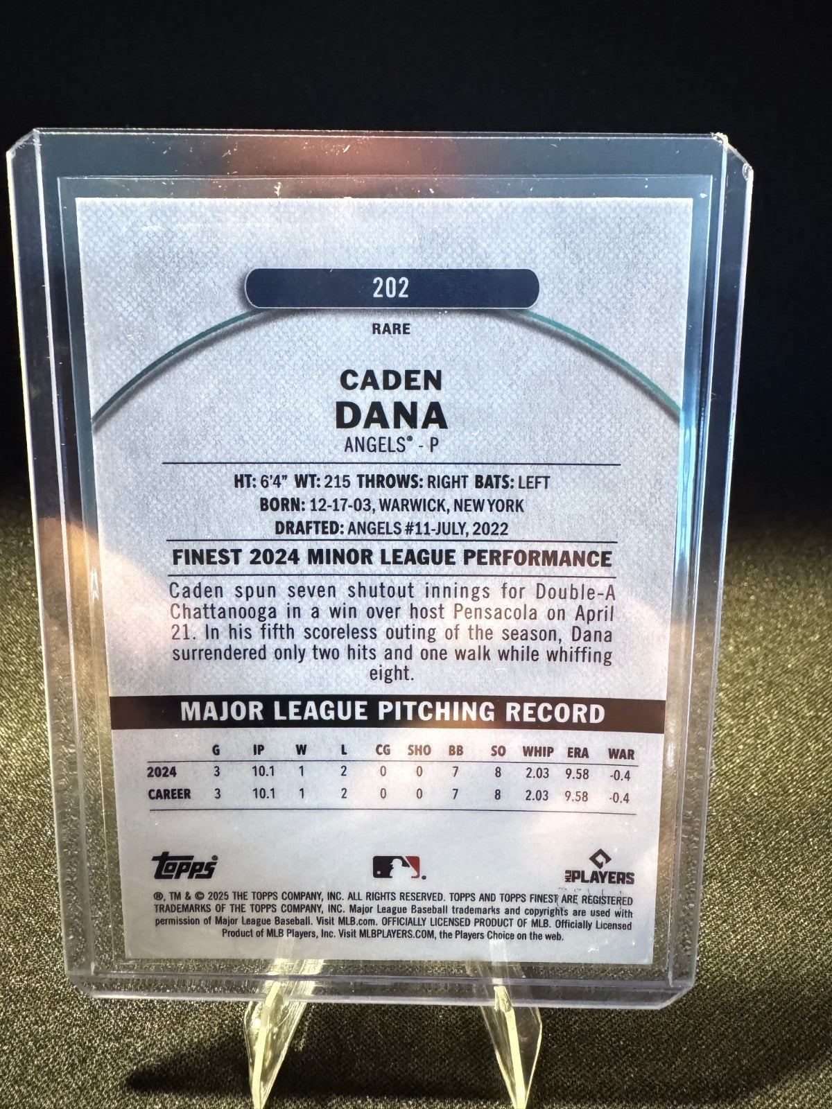 2025 Topps Finest - Rare Caden Dana #202 Purple Checkerboard Refractor /75 (RC)