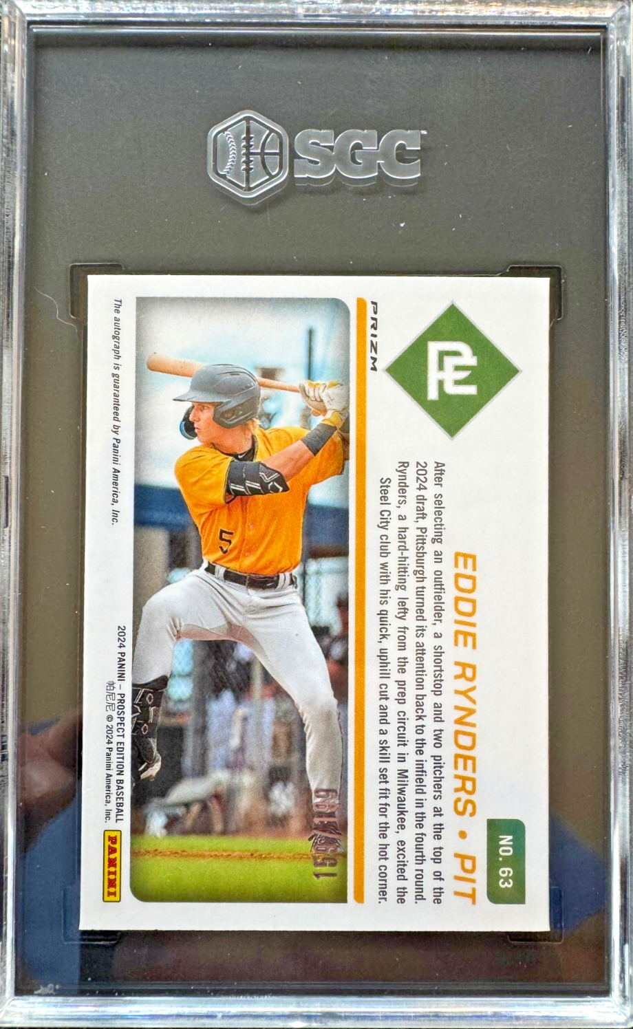2024 Panini Prospect Edition Eddie Rynders Holo Ticket Red /199 SGC 8.5 Auto 10