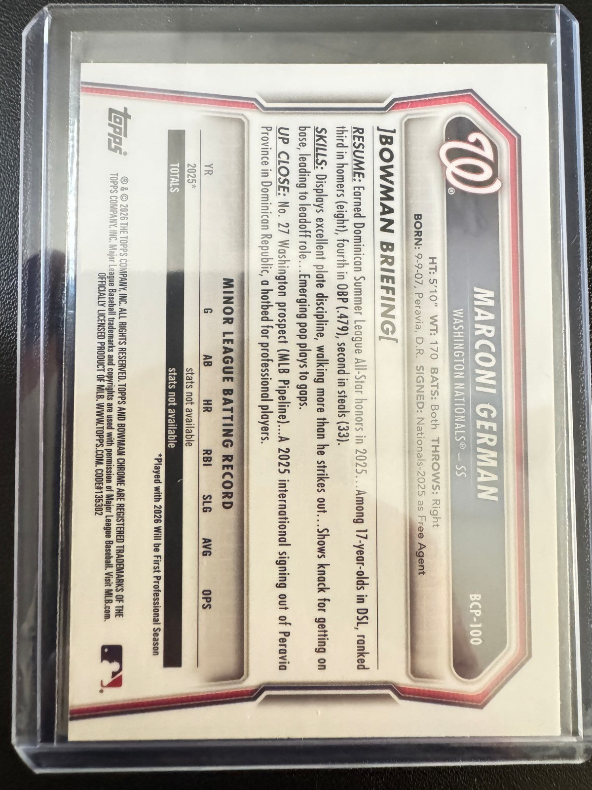 2026 Bowman #BCP-100 1st Marconi German Wave Refractor #/350