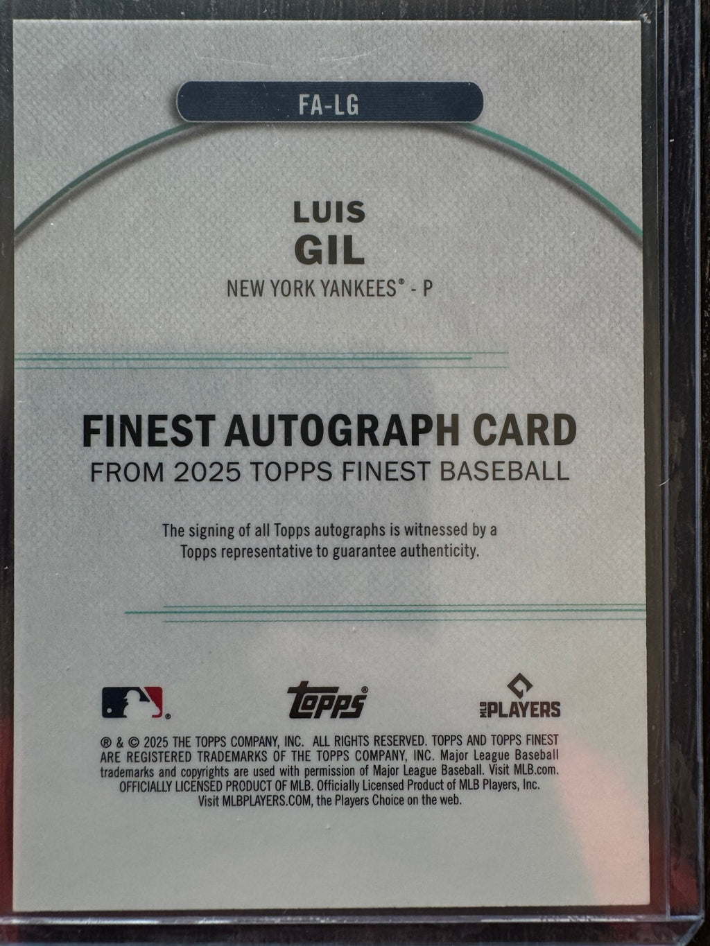 2025 Topps Finest Luis Gil Autograph #FA-LG