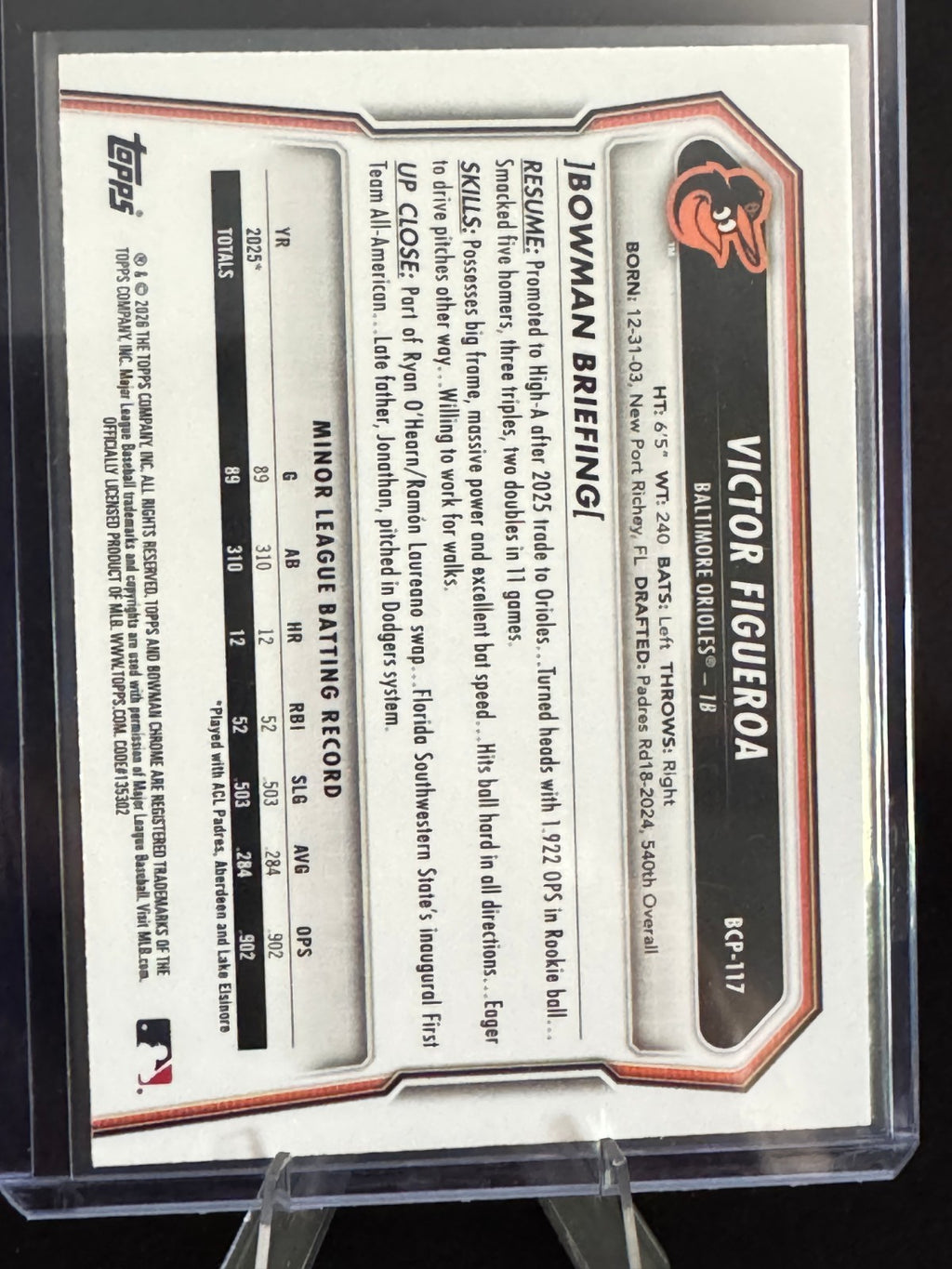 2026 Bowman Victor Figueroa 1st Bowman Chrome Prospect Lazer Refractor #BCP-117