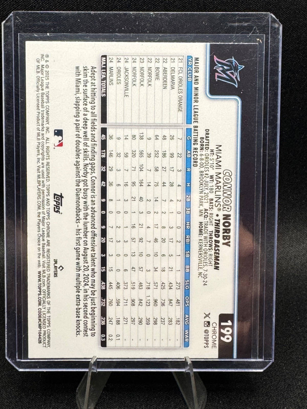 Connor Norby [Blue Refractor] 199 2025 Topps Chrome Logofractor /150