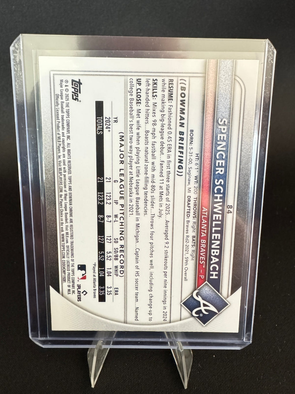 2025 Bowman Spencer Schwellenbach RC Chrome Red Rookie Redemption #78 Braves