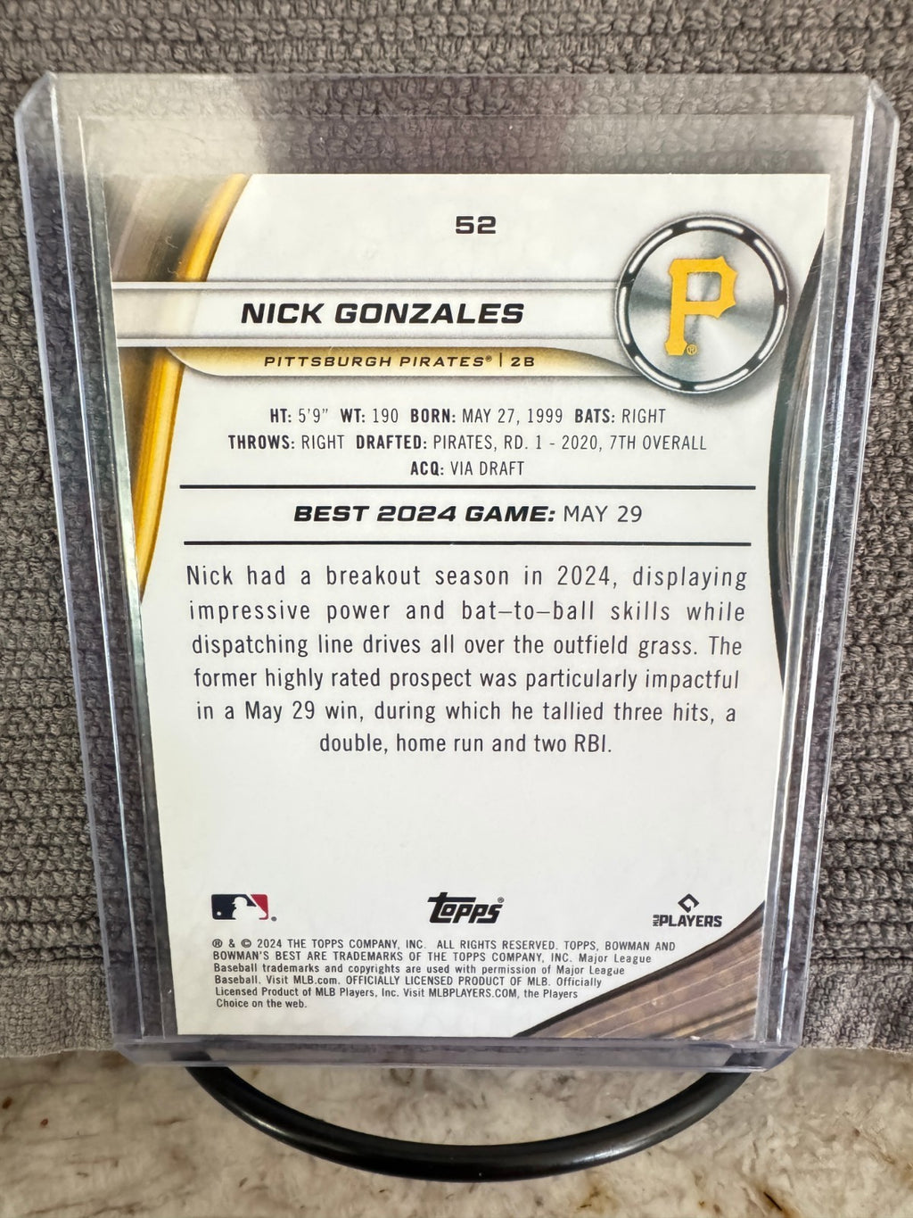 2024 Bowman's Best Mini-Diamond Refractor /299 Nick Gonzales #52 Rookie RC