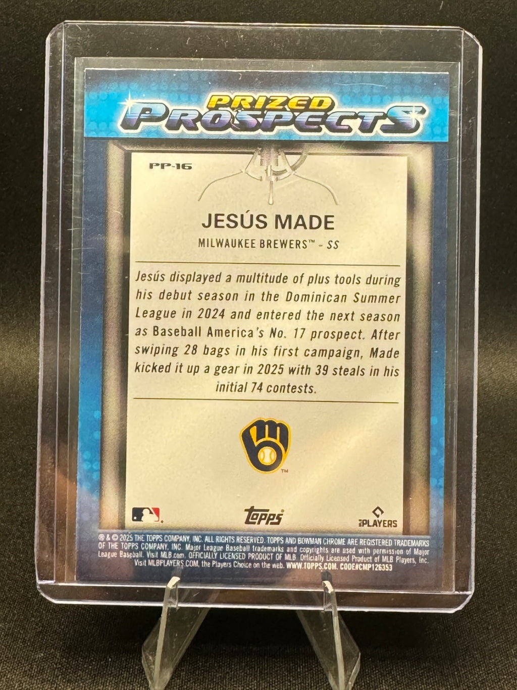 2025 Bowman Draft - Prized Prospects Jesus Made #PP-16 Mojo Refractor