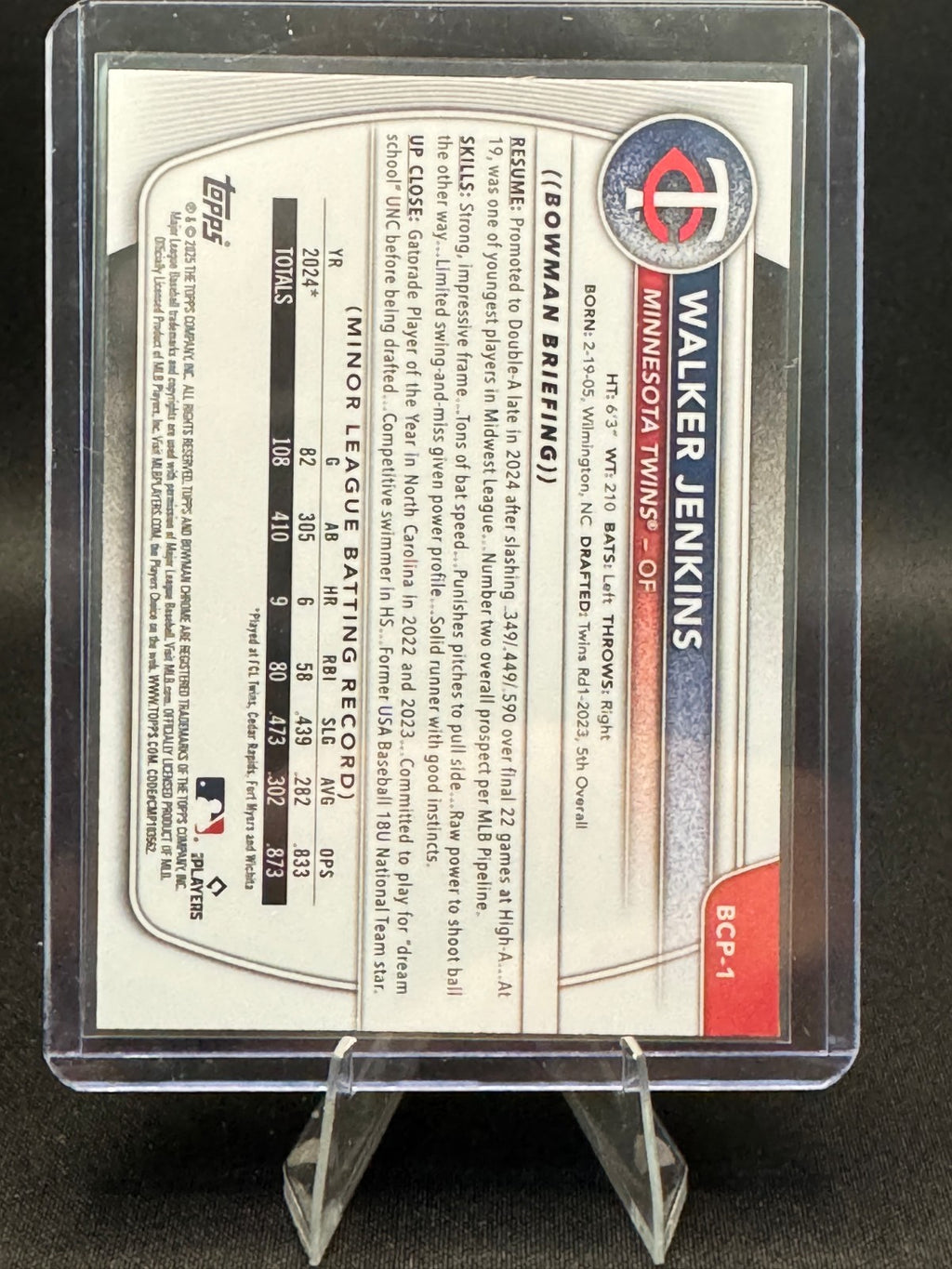 2025 Bowman Chrome Prospects Walker Jenkins  Blue Mojo Refractor /150 (RC)