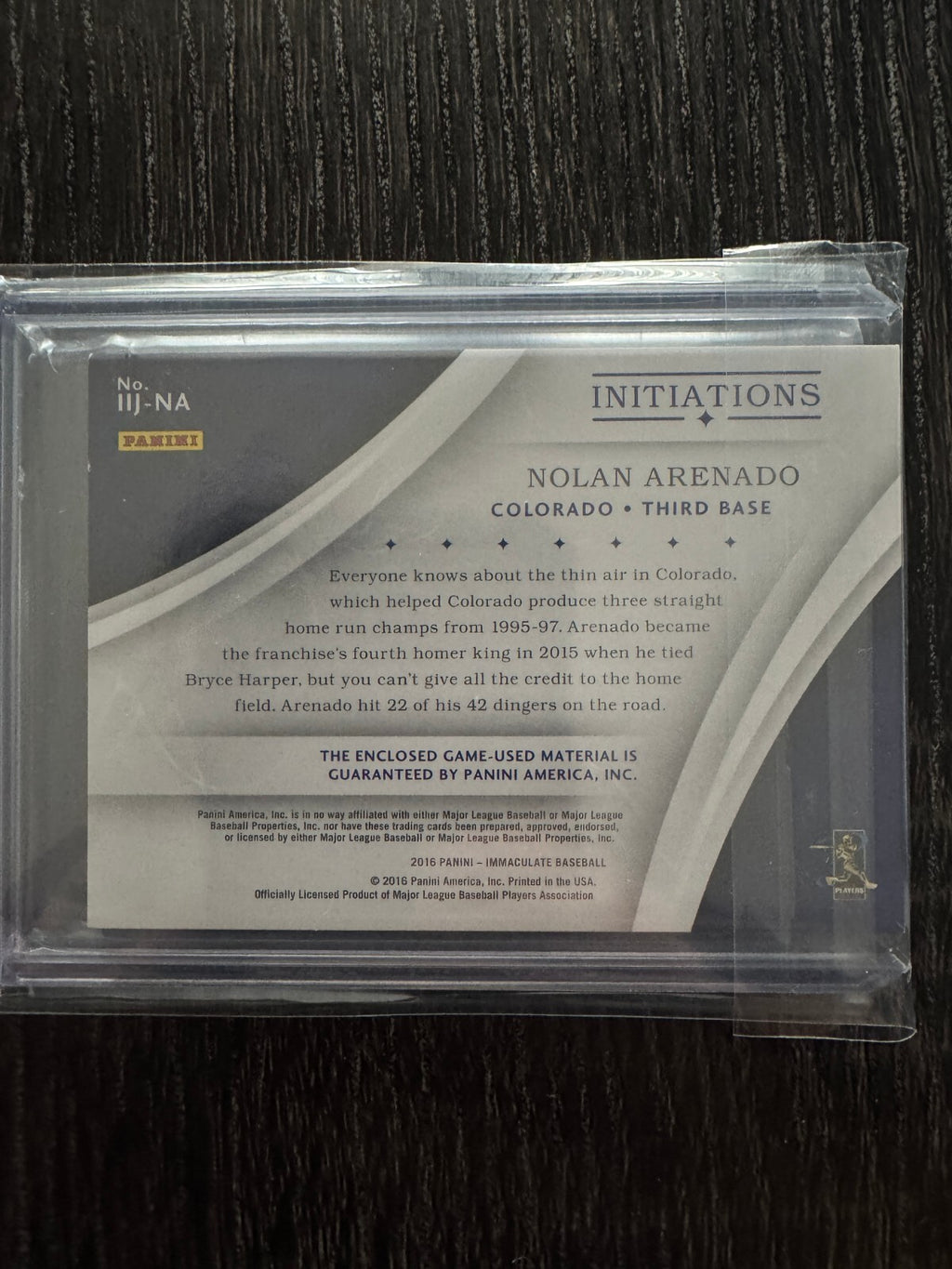 2016 Panini Initiations Nolan Arenado IIJ-NA Relic 49/99