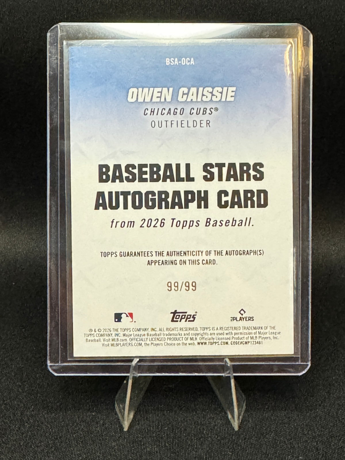 2026 Topps Series 1 #BSA-OCA Owen Caissie Baseball Stars Auto Green 99/99(RC)