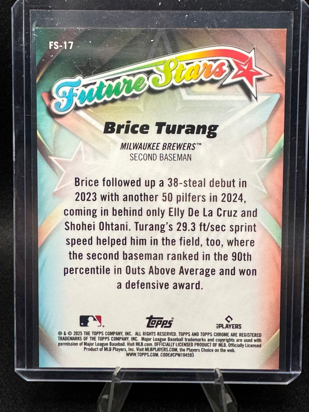 2025 Topps Chrome Brice Turang Gold Refractor 39/50 Future Stars #FS17 Brewers