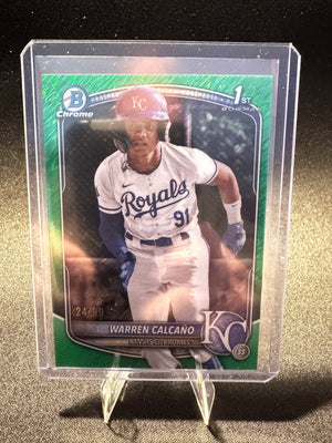 2025 Bowman Chrome - Prospects Warren Calcaño #BCP-185 Green Shimmer 24/99 (RC)