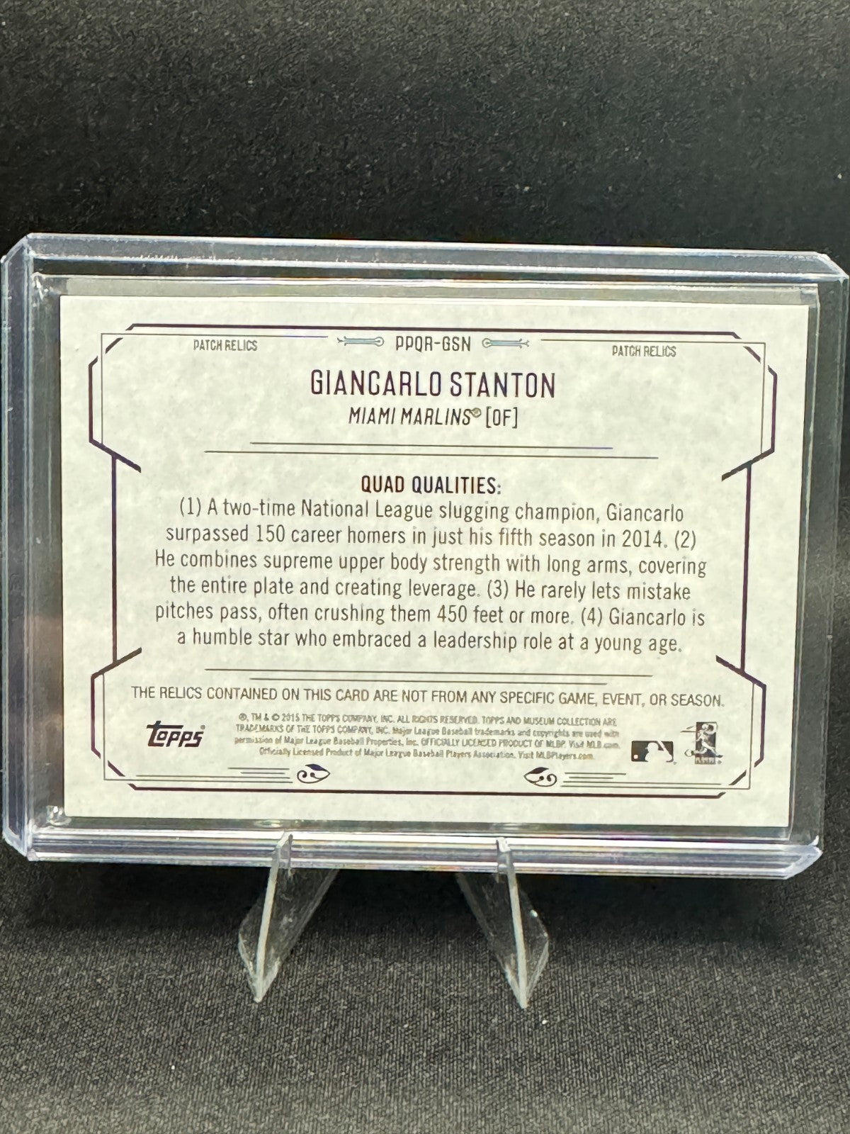 2015 Museum Collection-Giancarlo Stanton Quad Patch /99 PPQR-GSN