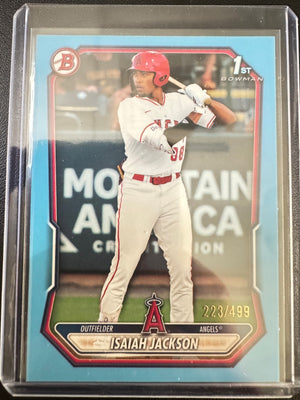 2026 Bowman Baseball Isaiah Jackson 1st Bowman Sky Blue /499 Angels