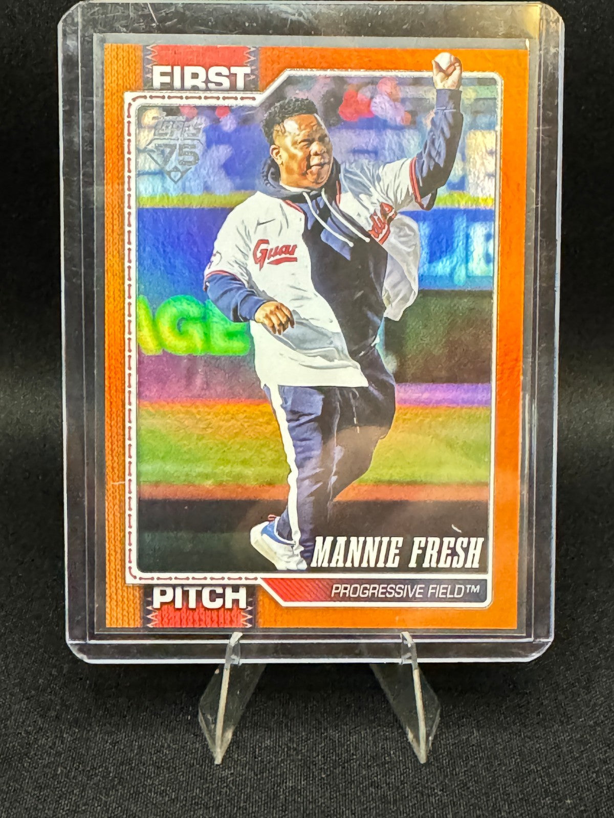 2026 Topps Baseball Series 1 ORANGE First Pitch Mannie Fresh 21/25 Guardians