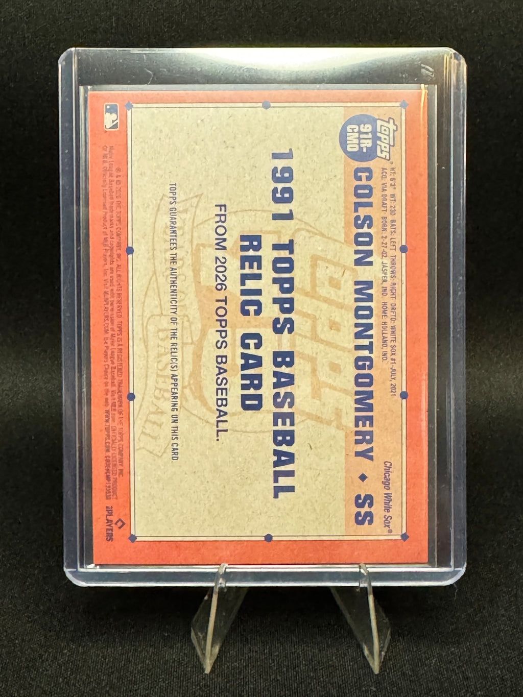 2026 Topps Series 1 1991 Topps Baseball Relics Colson Montgomery #91R-CMO