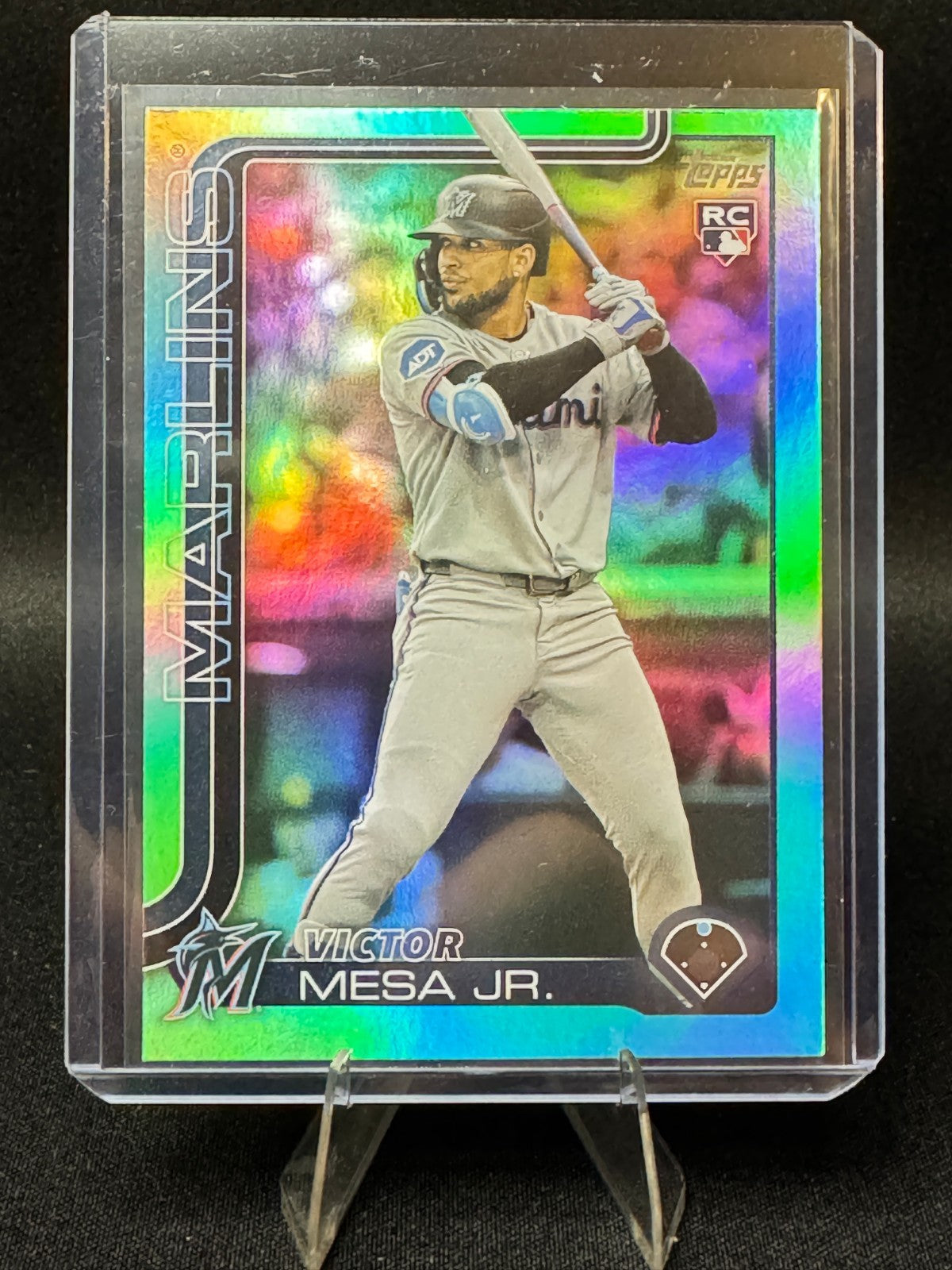2025 Topps Chrome Update  VICTOR MESA JR. RC Aqua Rainbow Foil Marlins US220