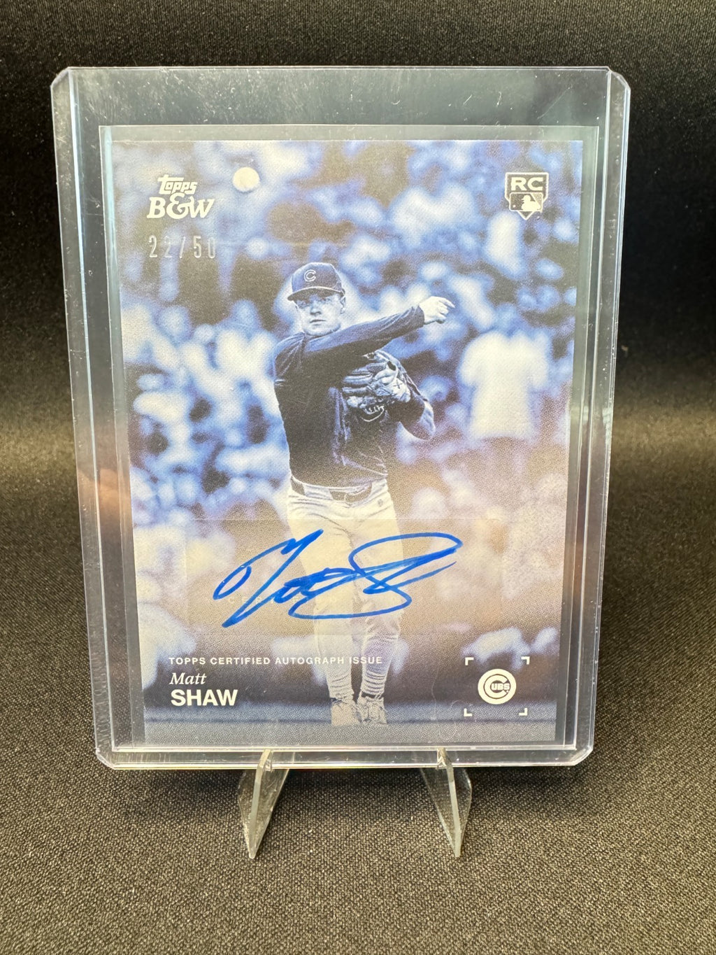 2025 Topps Black & White #047-A MATT SHAW Blue Auto /50