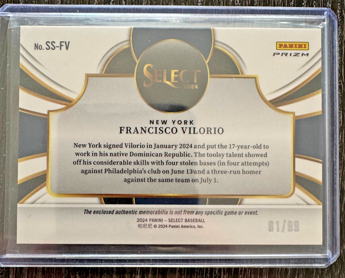 2024 Panini Select - Selective Swatches Francisco Vilorio #SS-FV Red Prizm /99